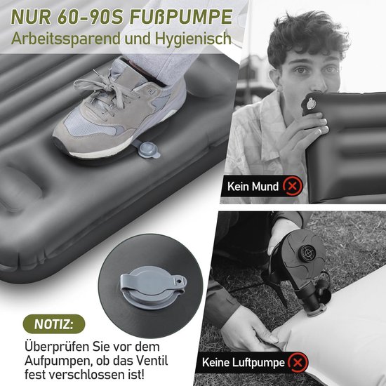 Zelfopblazend Luchtmatras 12 cm - Campingmat met Voetperspomp en Kussen, Compact en Waterdicht van Merkloos — afbeelding 5