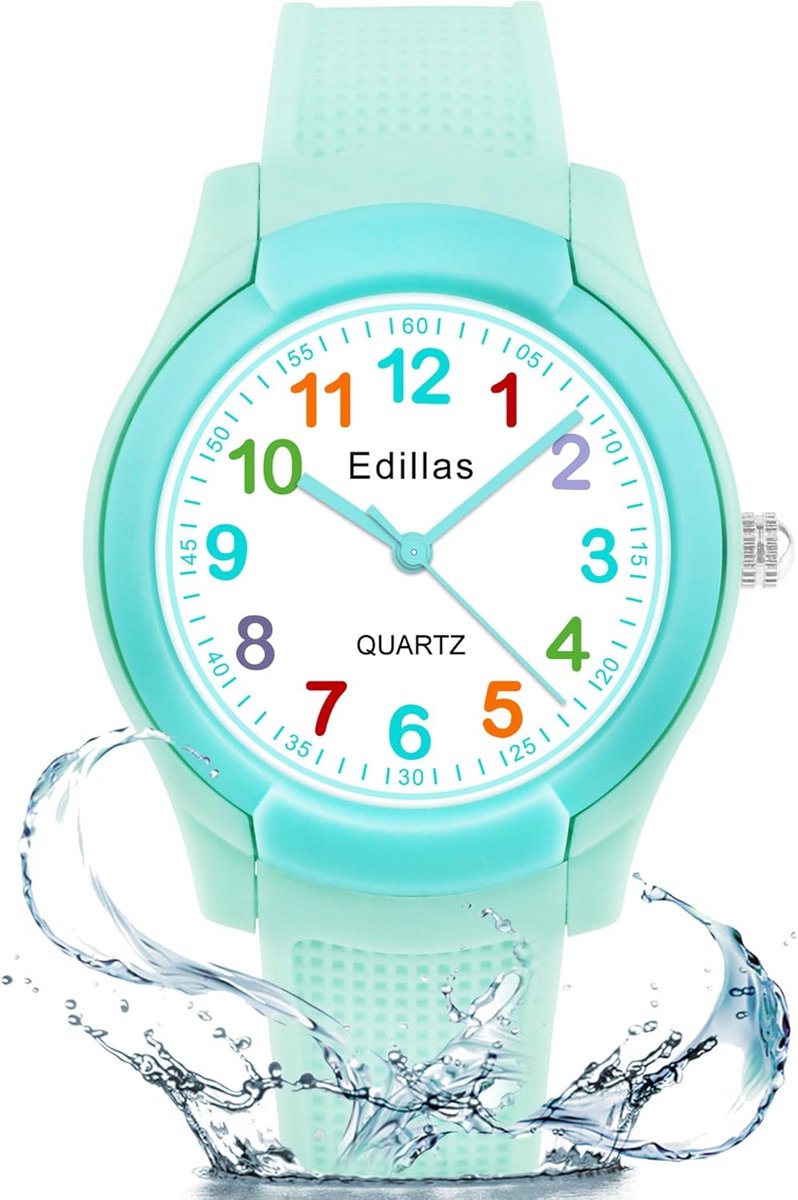 Kinderhorloge Analoog Leren Lezen Waterdicht Flexibele Band