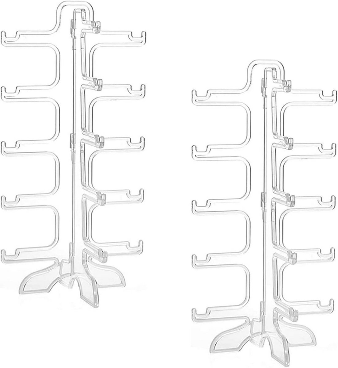 Set van 2 Brilstandaards - 5 Laags Display voor Zonnebrillen en Brillen - Transparant