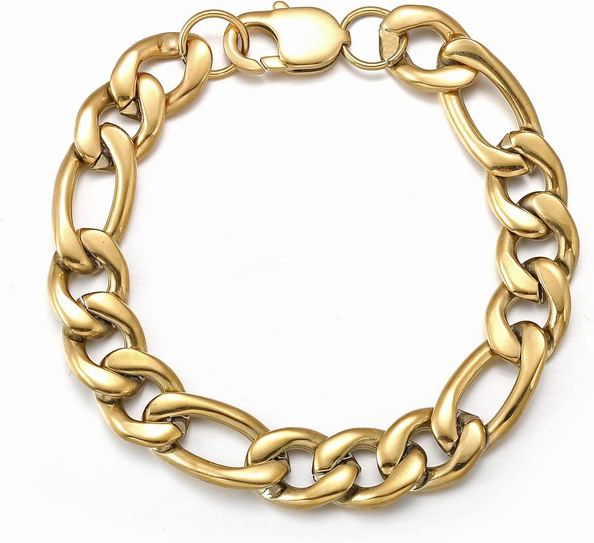 Stijlvolle Figaro Schakelarmband voor Heren - Zilver, Goud of Zwart Roestvrij Staal