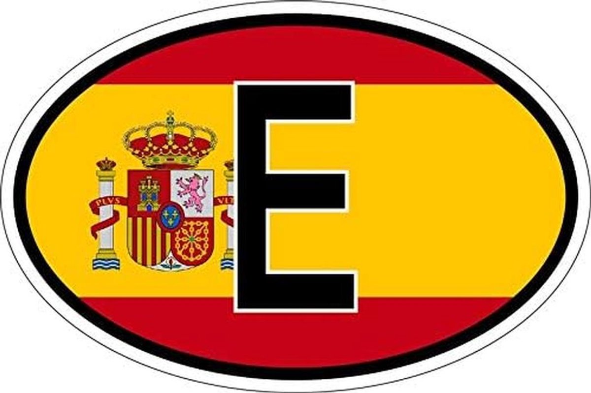 Ovale Vlag Sticker Spanje - Weerbestendige Vinyl Sticker voor Auto of Raam