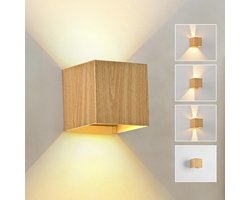 Merkloos Moderne Waterdichte LED Wandlamp voor Binnen en Buiten - Hout en Metaal - 6W Warmwit 3000K