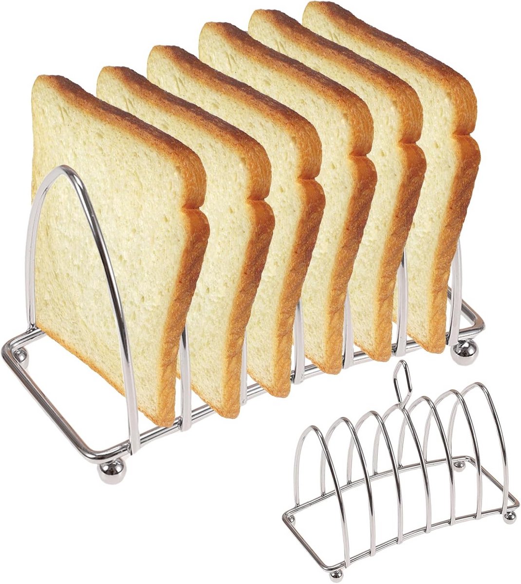 RVS Broodrooster Rek Houder voor 6 Sneetjes - Zilveren Toast Standaard