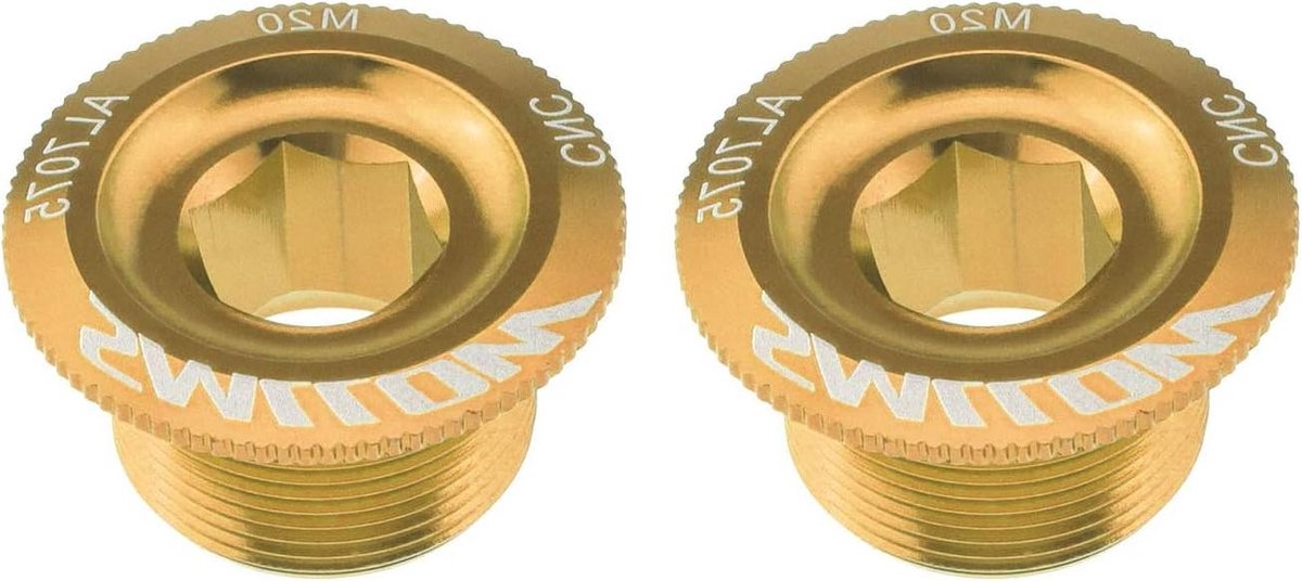 Allecta - Gouden Mountainbike Ondersteuningsdoppen - Crankset - CNC Aluminiumlegering - Compatibel met Shimano - HollowTech II - Deore XT - SLX - Saint & Zee
