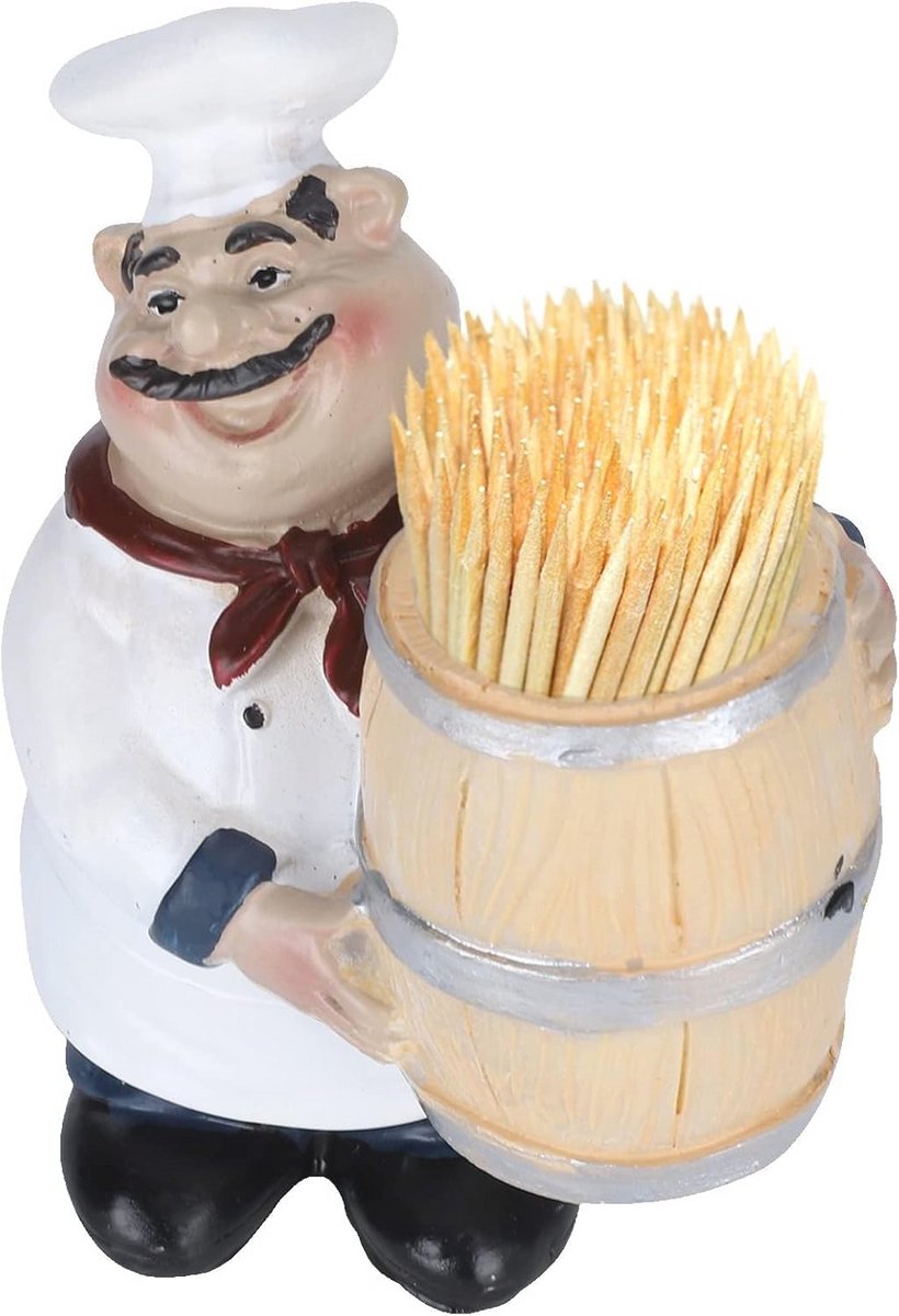 Tandenstokerhouder Chef Beeldje voor Keuken en Restaurant Decor