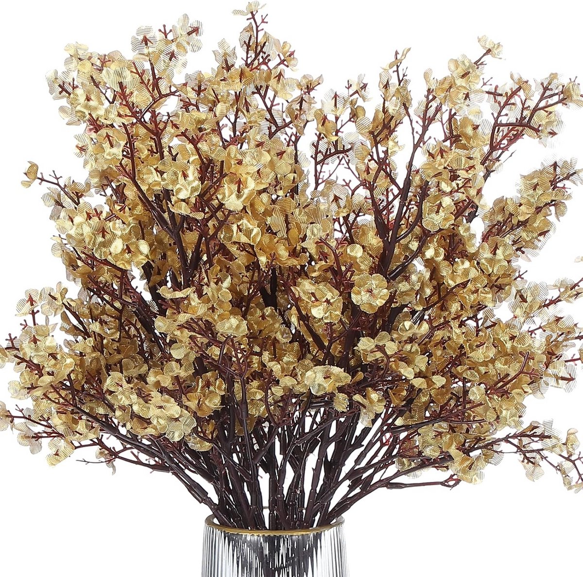 9x Luxe Gouden Kunstbloemen Decoratie - Zijden Bloemen voor Bruiloft, Feest en Woondecorat
