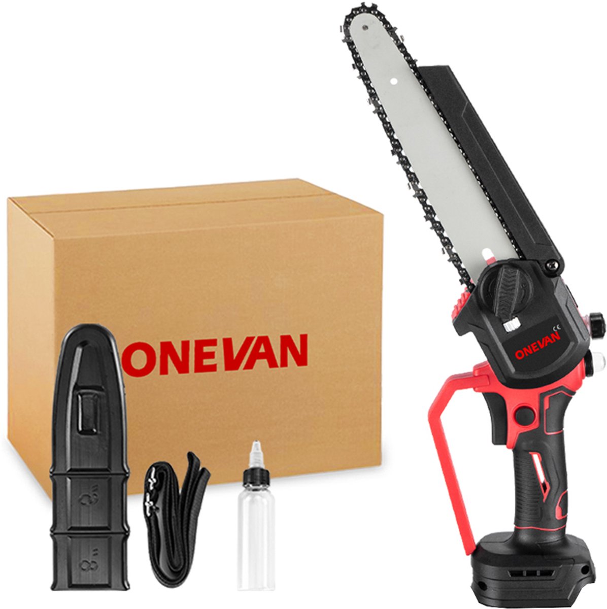 ONEVAN Mini-kettingzaag zonder Accu - 8 Inch Elektrisch Kettingzaag - Borstelloze Kettingzaag - Handkettingzaag - voor tuinschaar, takkenschaar, houtzaagwerk