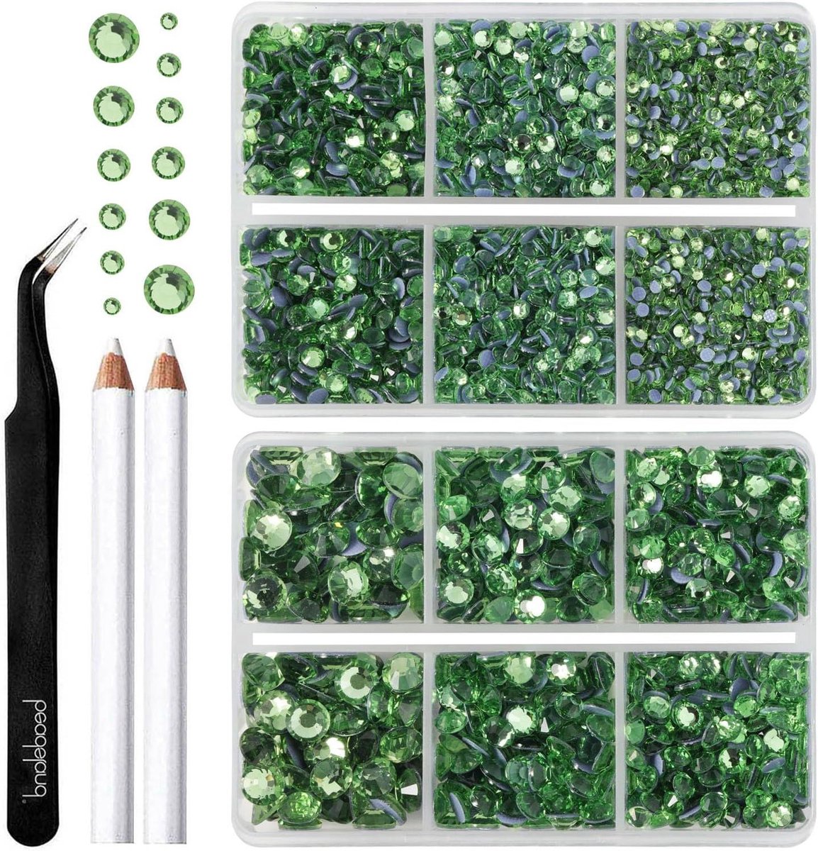 Allecta - Groene Strass-steentjes voor Kleding en Kunsthandwerk - 6080 stuks - 6 Maten - Lichtgroen