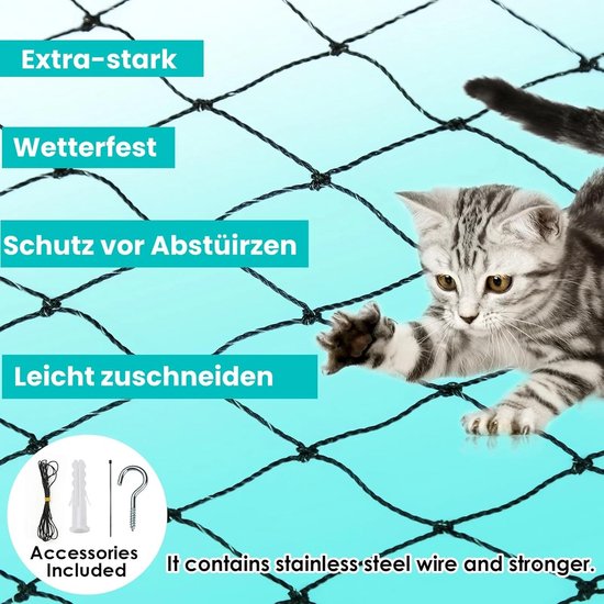 Draadversterkt Kattenrooster AROMUJOY Kattennet Balkon - 8x3 M, Draadversterkt, UV-bestendig - Veilige Uitvalbeveiliging Voor Je Kat Balkonnet Voor Katten 8x3 Meter Draadversterkt Kattenrooster AROMUJOY Kattennet Balkon - 8x3 M, Draadversterkt, UV-bestendig - Veilige Uitvalbeveiliging Voor Je Kat Balkonnet Voor Katten 8x3 Meter