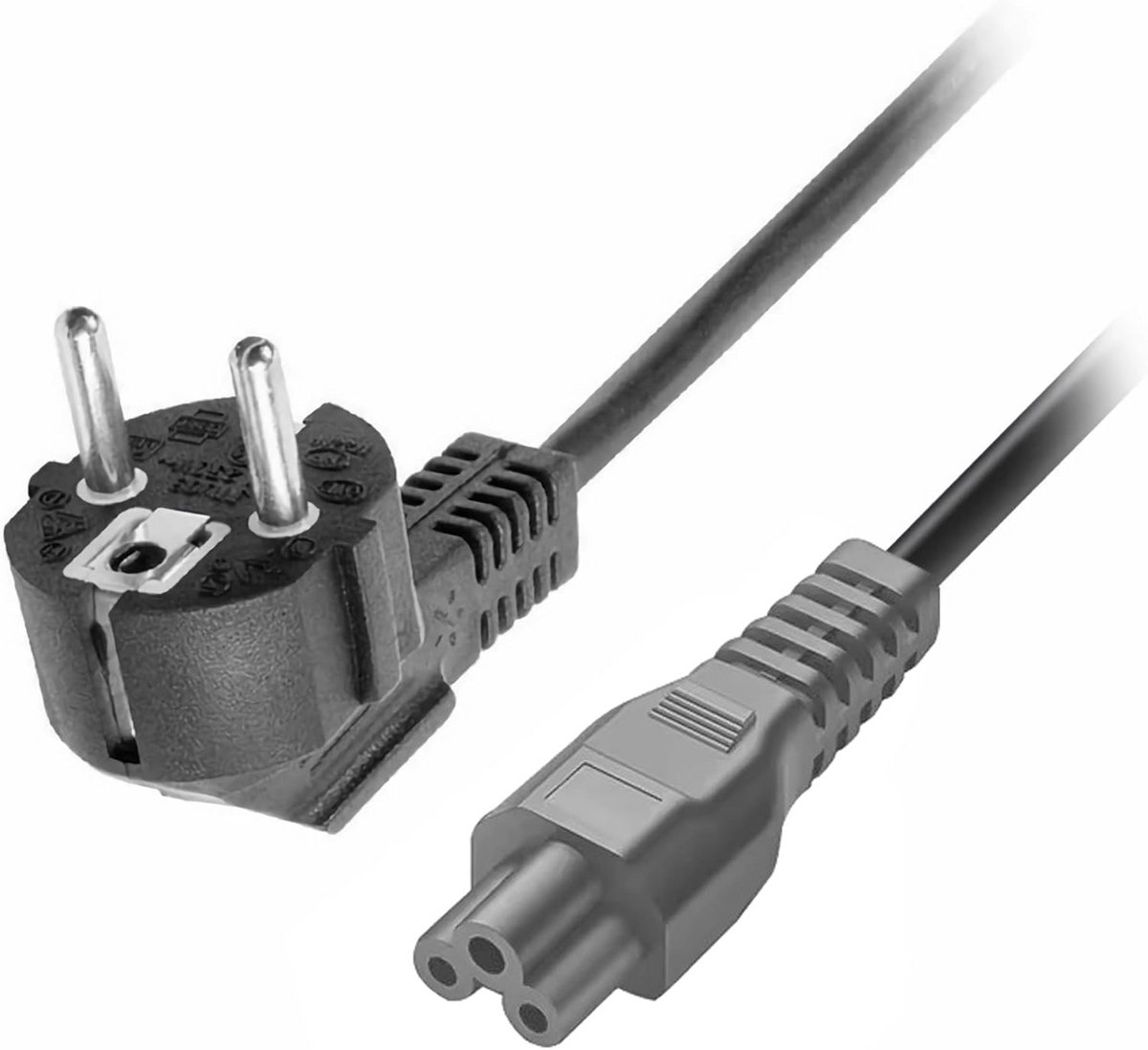 3-pools netsnoer 120 cm CEE 7/7 naar C5 zwart 250V 10A H05VV-F3G