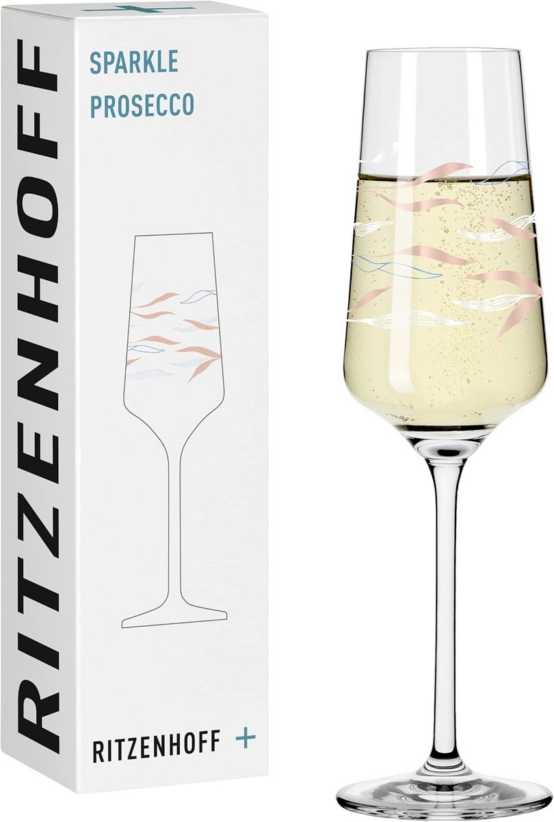 Proseccoglas 200 ml - Serie Sparkle motief nr. 10 met zeetuin, meerkleurig - Made in Germany