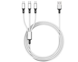 Oneay 1 stuk - Multifunctionele oplaadkabel, 3-in-1 multifunctionele USB-oplaadkabel, nylon gevlochten oplaadkabel, geschikt voor de meeste mobiele telefoons/iPhones/tablets