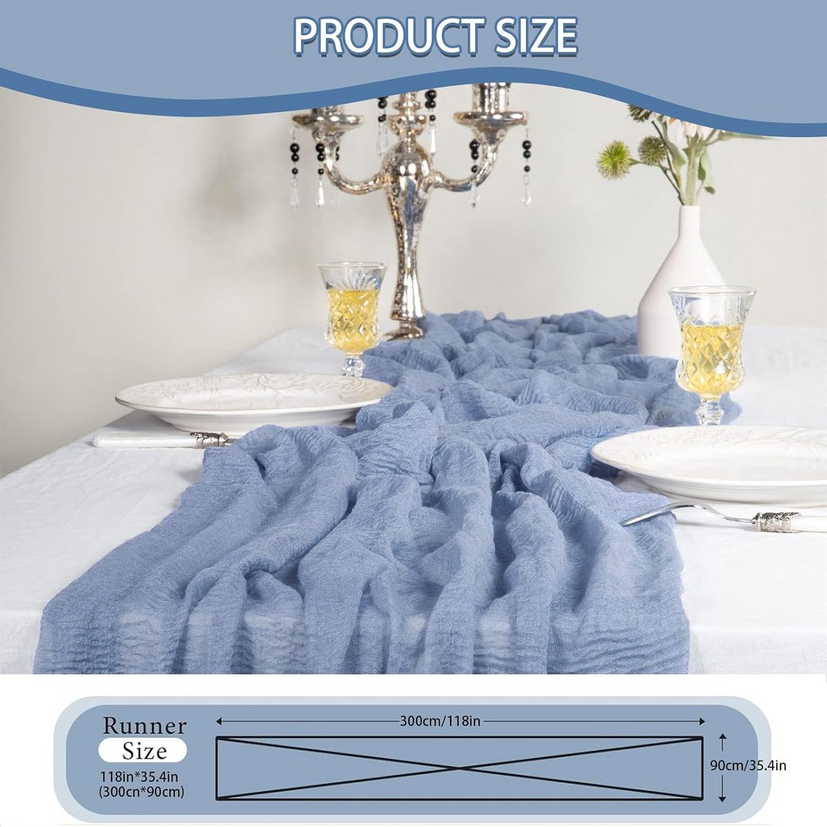 Lange Tafelloper Kaasdoek 90x300 cm voor Bruiloft en Feestdecoratie