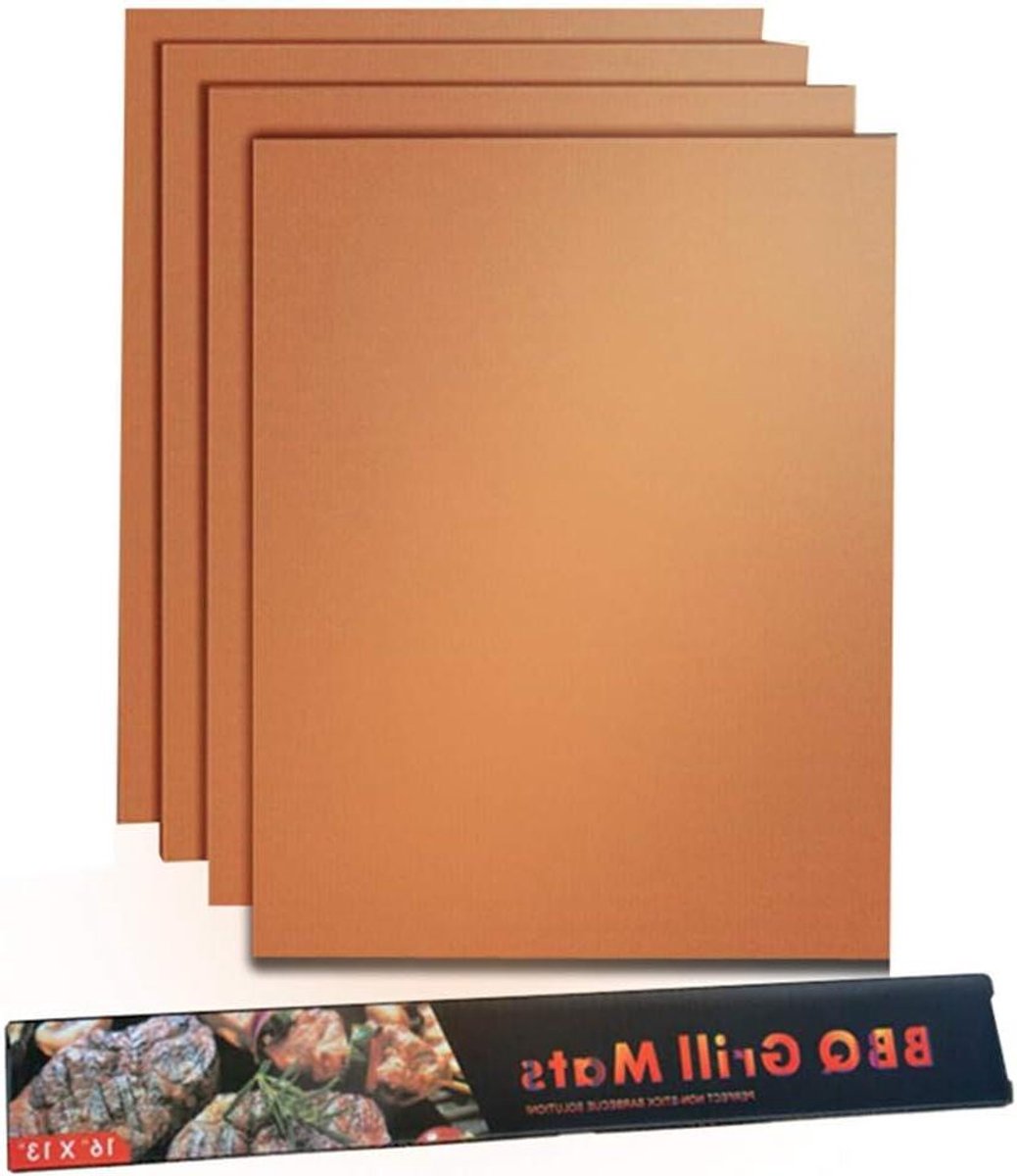 Cosensi - Herbruikbare BBQ Grillmat voor Houtskool, Gasgrill en Oven - Anti-aanbaklaag tot 260 °C - 4 Stuks