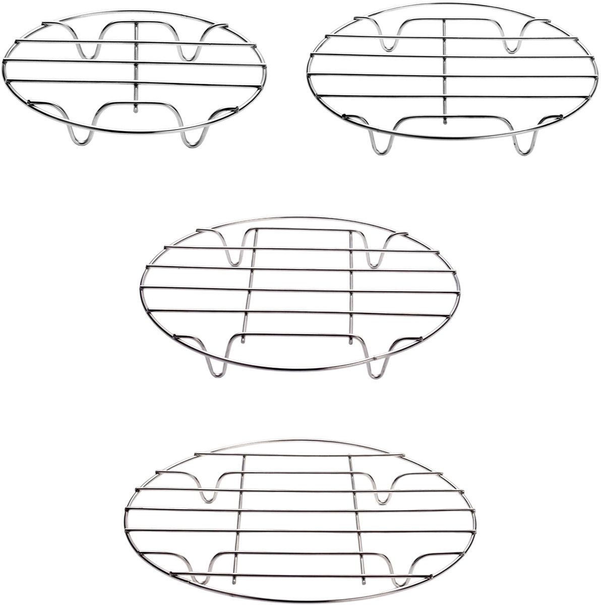 Ynkkvre – Ovenrooster – 4-pack ronde roestvrijstalen rekken 7/8/9/10 inch – stoomrek en bakrek – voor bakken, koken, stomen, wecken en liften van voedsel – geschikt voor airfryer en snelkookpan