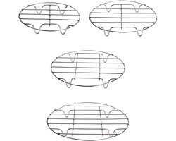Ynkkvre – Ovenrooster – 4-pack ronde roestvrijstalen rekken 7/8/9/10 inch – stoomrek en bakrek – voor bakken, koken, stomen, wecken en liften van voedsel – geschikt voor airfryer en snelkookpan