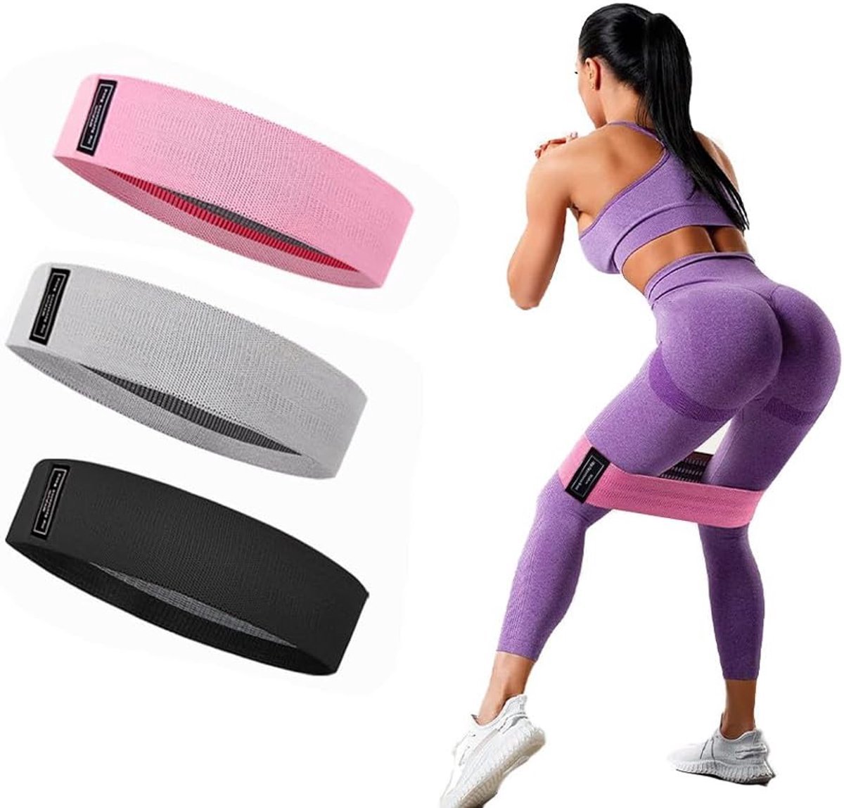 Stunq® Duurzame Stabiliteit Set: 3 Fitnessbanden voor Heupen, Billen en Benen - Voor Verbeterde Beweging en Training