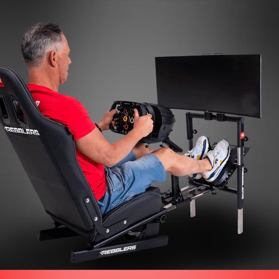REBBLERS® PRO Premium Racing Cockpit - Race Simulator + Vloermat - Verstelbaar van Formula naar GT/Rally - Zwart van Rebblers — afbeelding 2
