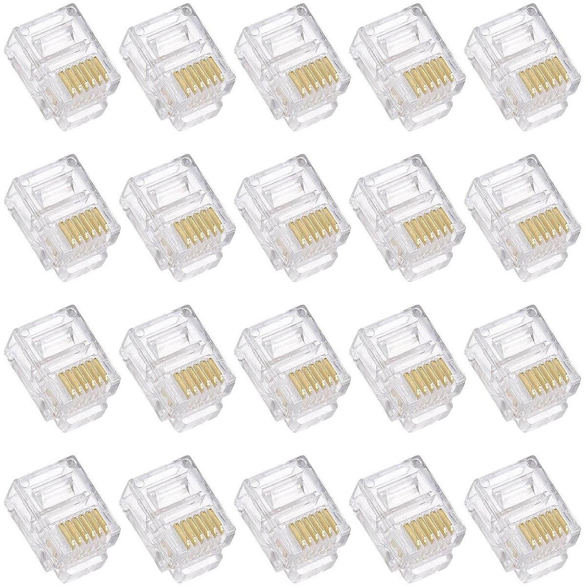 Cosensi - Modulaire RJ11/RJ12 Telefoonstekker, Koperen Kern, 6P6C, Transparant, 20 Stuks