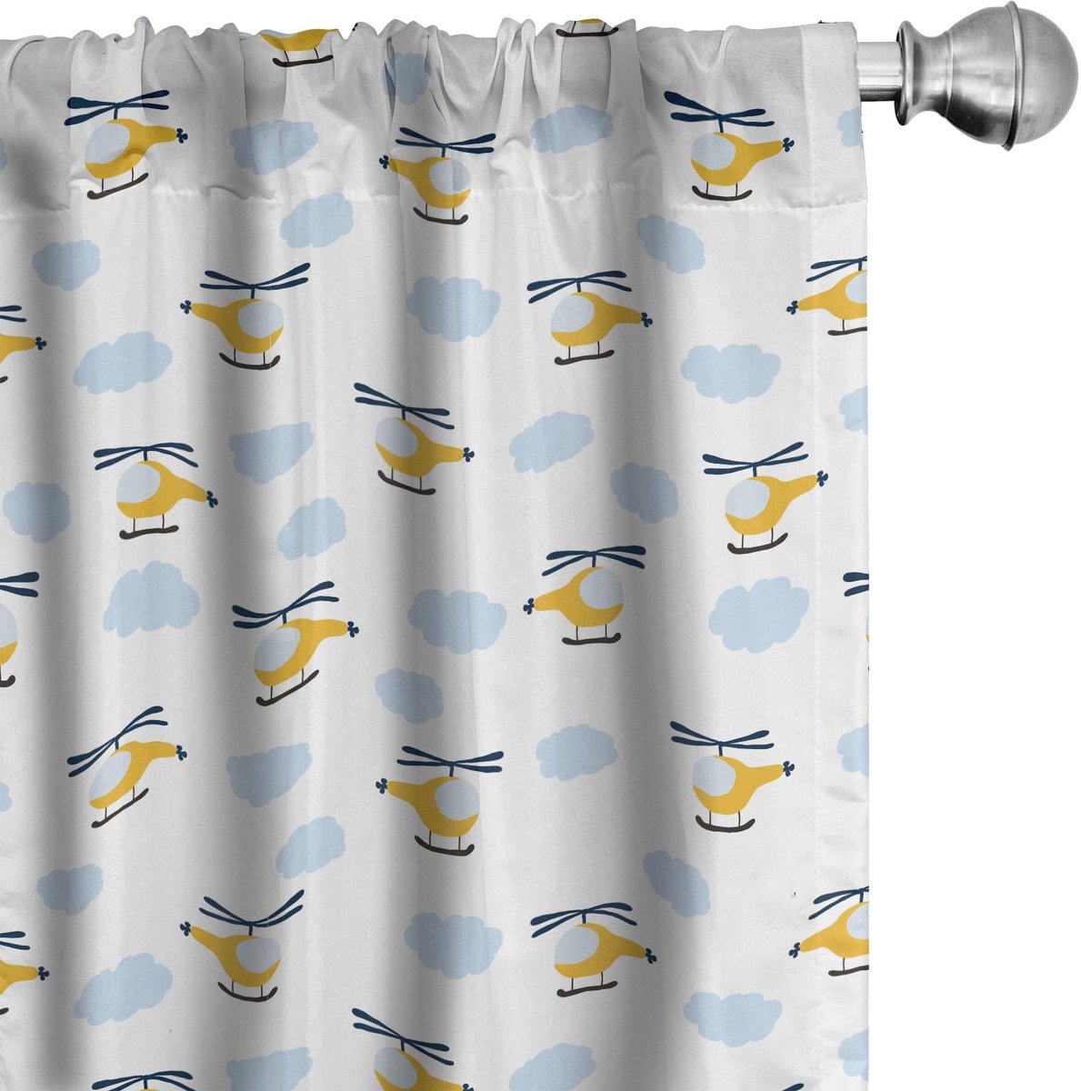 ABAKUHAUS Kleutergordijnen – 2x75x245 cm – microvezel – halfdonker – geel en blauw