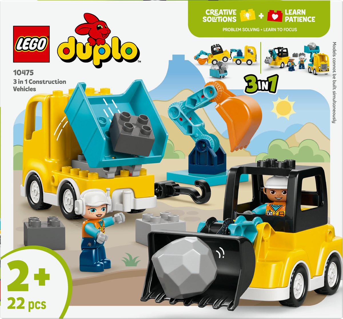 LEGO DUPLO 3-in-1 bouwvoertuigen: drie voertuigen in één set thumbnail 6