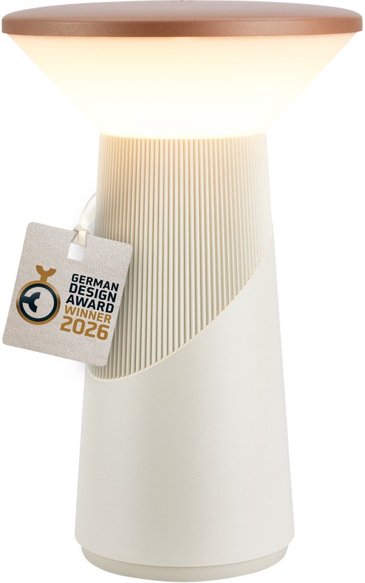 B.K.Licht Pilia - Lampe de table rechargeable - lampe sans fil - gradable - avec batterie - usb-c - Ø15 x 24cm - café & gris