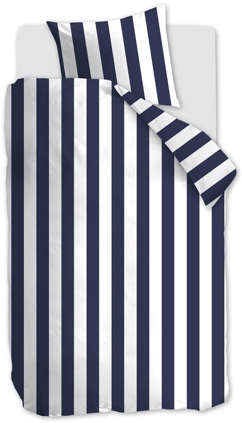 Vtwonen Vertical Stripe dekbedovertrek - Eenpersoons - 140x200/220 - Bleu marine