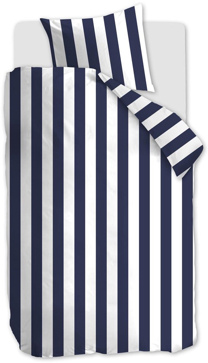 Vertical Stripe dekbedovertrek - Eenpersoons - 140x200/220cm - Marineblauw