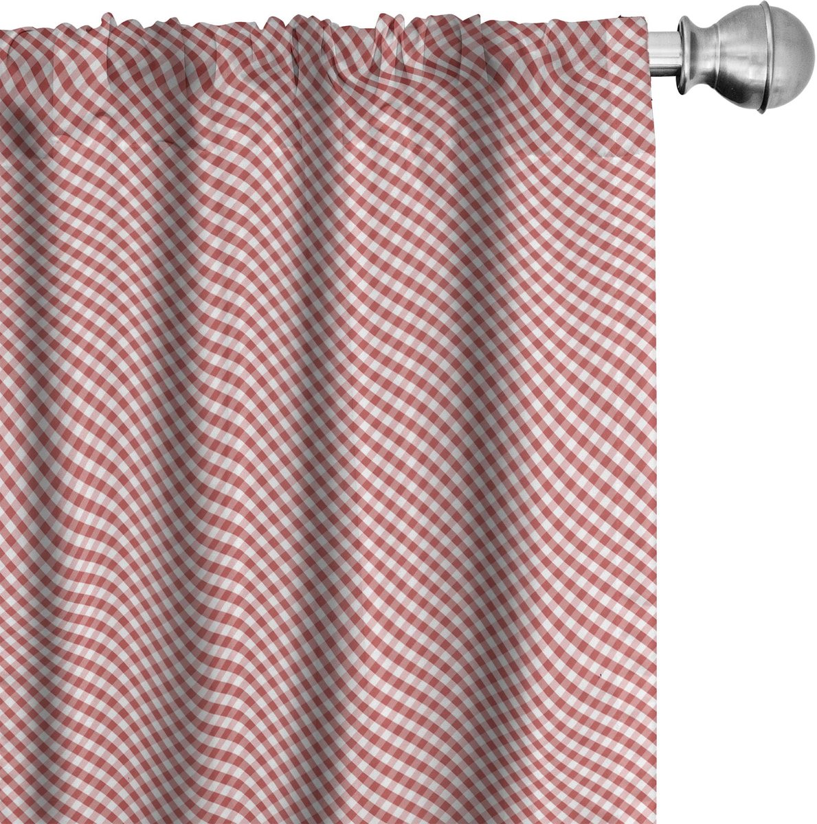 ABAKUHAUS Voorhangen Kariert–2x75x225 cm–Mikrofaser–Donker Coral Dunkler Koraalroze
