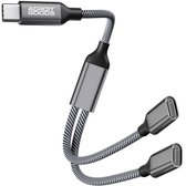 AdroitGoods USB C Splitter y kabel, USB C mannelijke naar dubbele Type C vrouwelijke adapter - Snelladen, Data & Audio in één kabel - Grijs
