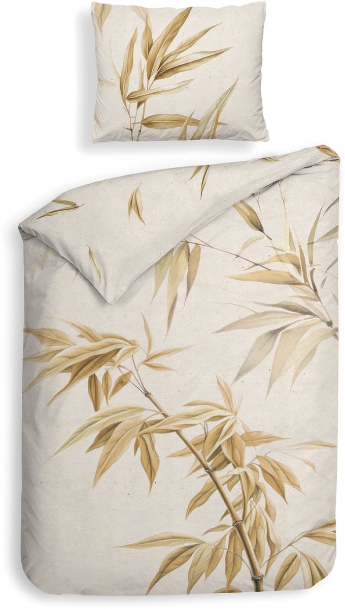 Heckettlane Dekbedovertrek Akio - Bedlinnen met Takken print - 140x220 - Off-White - Dekbedhoes van 100% Katoen-Satijn off white