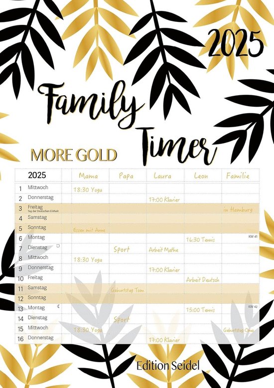 Grote FamiliePlanner 2024 - A3 - muurkalender voor 8 personen - voor het hele gezin