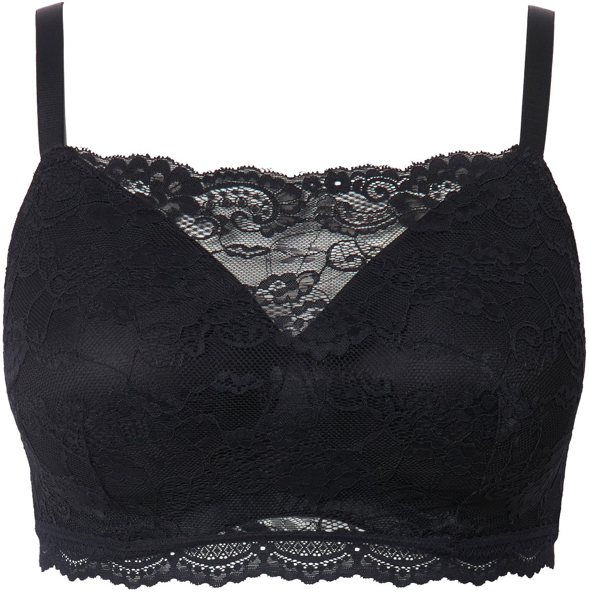 Ulla Popken - Dames - Bralette zachte cups kant zonder beugel - Zwart - Maat 85B