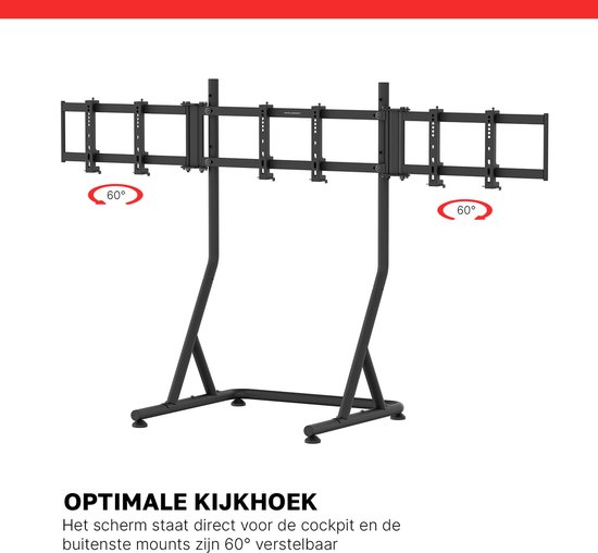 REBBLERS® Triple Monitor Standaard voor SIMR Series Racing Simulator Cockpits - Vrijstaand - Verstelbaar & Vergrendelbaar van Rebblers — afbeelding 5