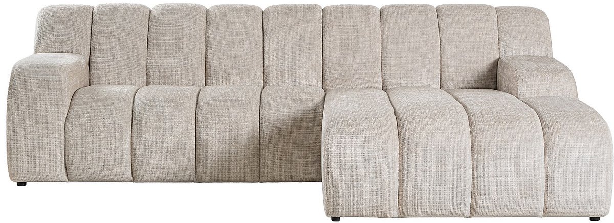 Vente-unique Hoekbank Links in Beige chenillestof - BELADON