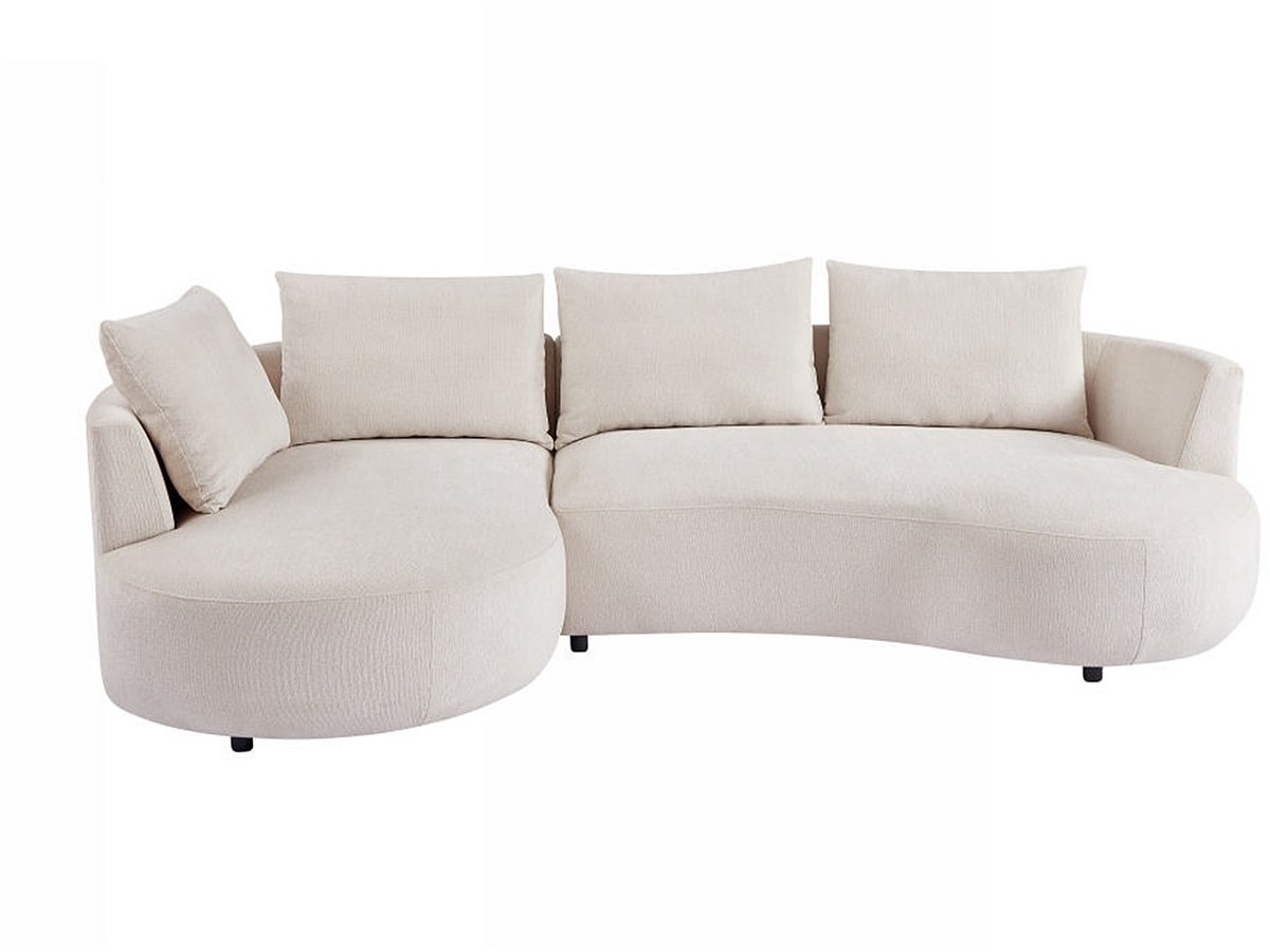 Vente-unique Hoekbank met hoek links van beige velours met textuur LOUSADO