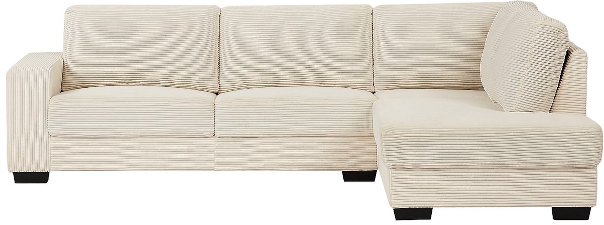 Vente-unique Hoekbank met rechterhoek in ribfluwelen stof kleur beige - MESETA