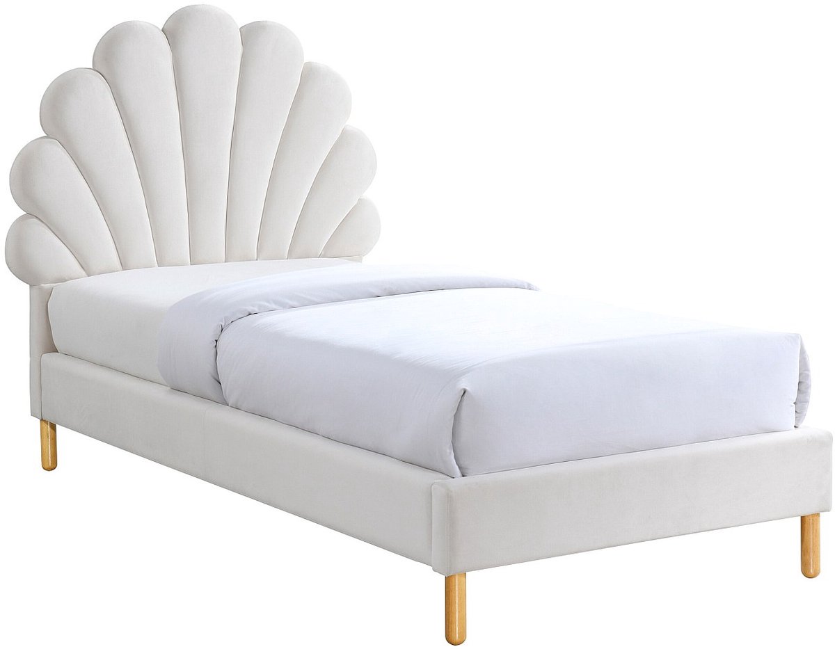 Vente-unique Bedframe fluweel wit 90 x 190 cm