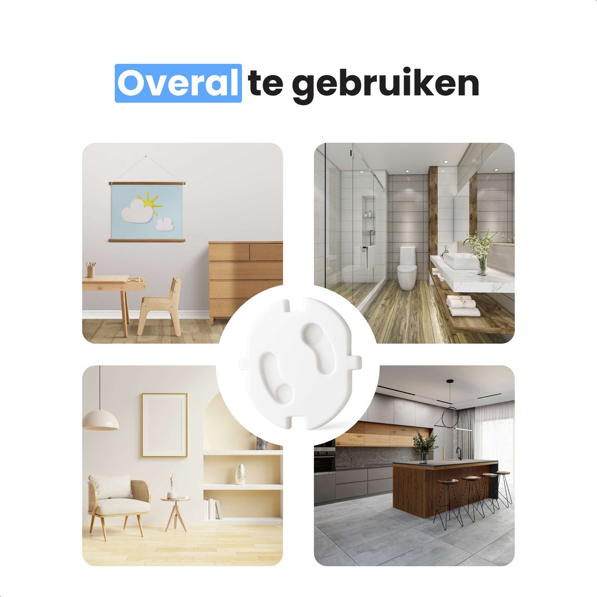 Luft Stopcontact beveiliging PRO - 15 stuks - Extra safe - Baby- en kinderbeveiliging - Voor Nederland en België - Afdekplaatje - Beschermers - Wit – foto 4