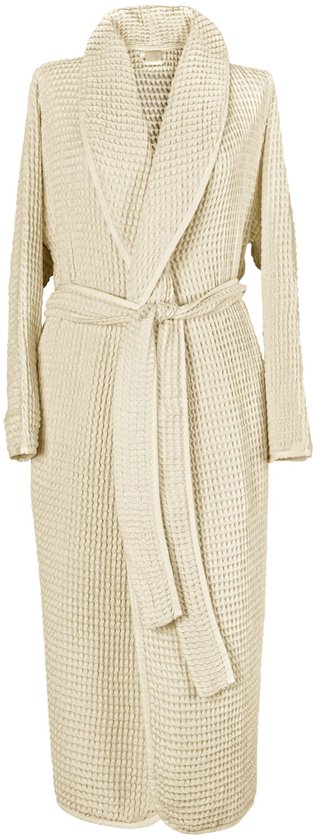 Trimita Waffle Cotton Badjas – Unisex – 100% Katoen – Licht & Ademend – Voorgewassen – Spa Kwaliteit - Cream - L/XL