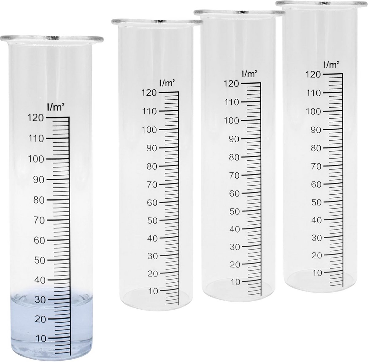 Set van 4 Regenmeter Vervangglazen met Meetglas voor Neerslagmeting