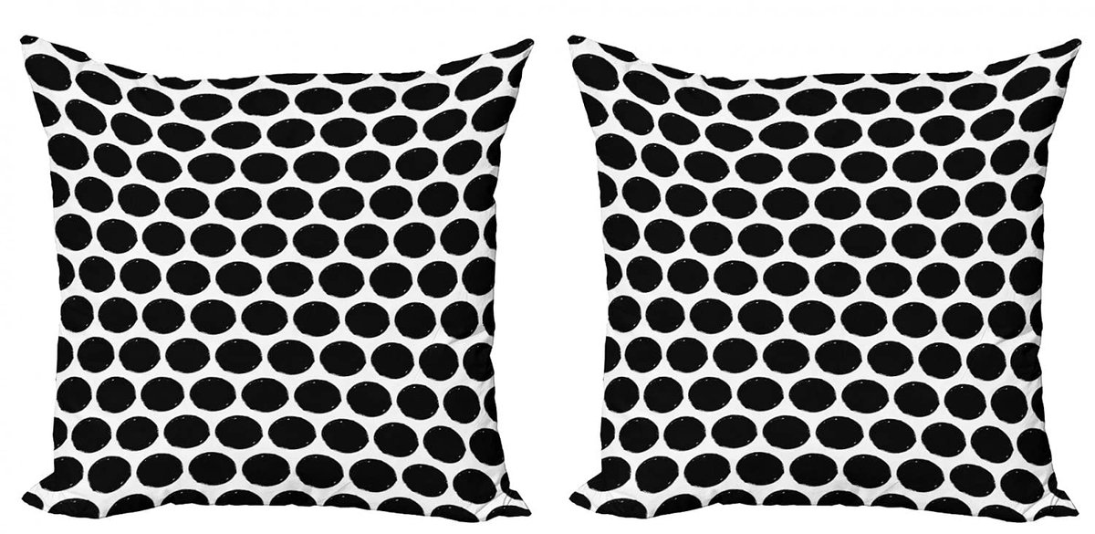 ABAKUHAUS Dots Kussenhoezen Set – 2x40x40 – Dubbelzijdig – Zwart/Wit
