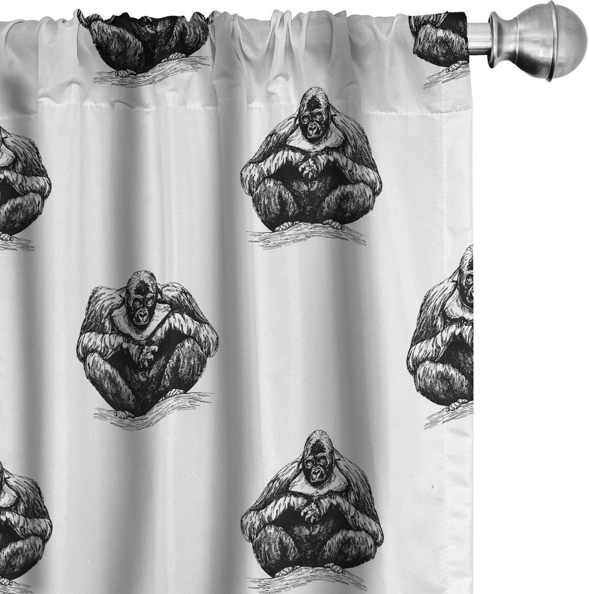ABAKUHAUS Gorilla – Voorhangset – 2x75x225 cm – Mikrofaser – Donkergrijs & Wit Charcoal Grau