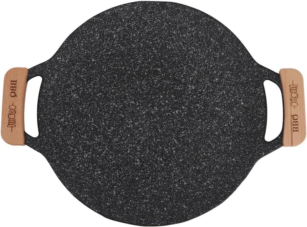 Cosensi - Ronde ijzeren grillpan met antiaanbaklaag voor kamperen - Groot formaat - BBQ accessoire