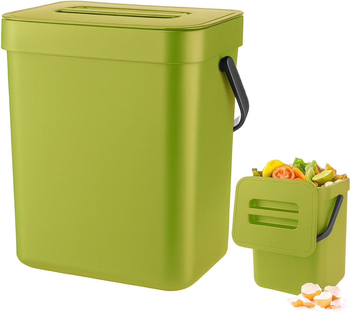 3L Keuken Compost Box, Keuken Compost Vaat, Hanging Box, Organic Box, Werkbord Compact Box, Container met deksel, Indoor Composter, Groen