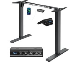 Zit-Sta Bureau Frame – Elektrisch Verstelbaar Bureau Onderstel – Hoogte Verstelbaar Bureauframe – Sta Bureau Frame – Met USB Oplaadpoort – 72-120 cm Verstelbaar – Stabiel Gepoedercoat Stalen Frame