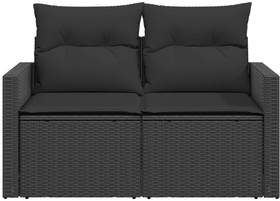 vidaXL-Tuinbank-2-zits-met-kussens-poly-rattan-zwart