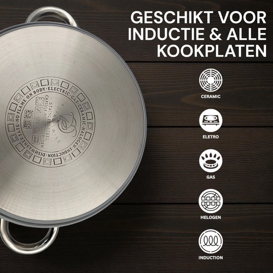 Royal Swiss® – Cuit-Vapeur 26 cm – Set Vapeur en Inox 3 Pièces – Cuiseur Vapeur avec Couvercle en Verre – Compatible Induction, Gaz & Électrique – Cuisson Saine à la Vapeur – Passe au Lave-Vaisselle