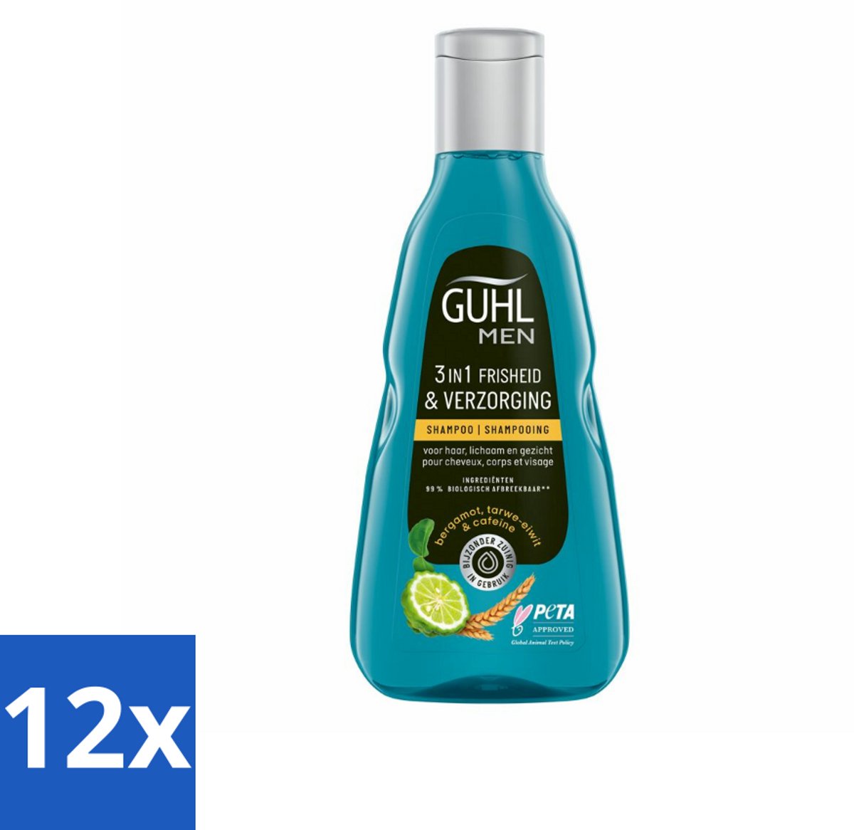 Guhl - 3-in-1 Shampoo - Freshness & Care Man - 250 ml - Voordeelverpakking - 12 stuks