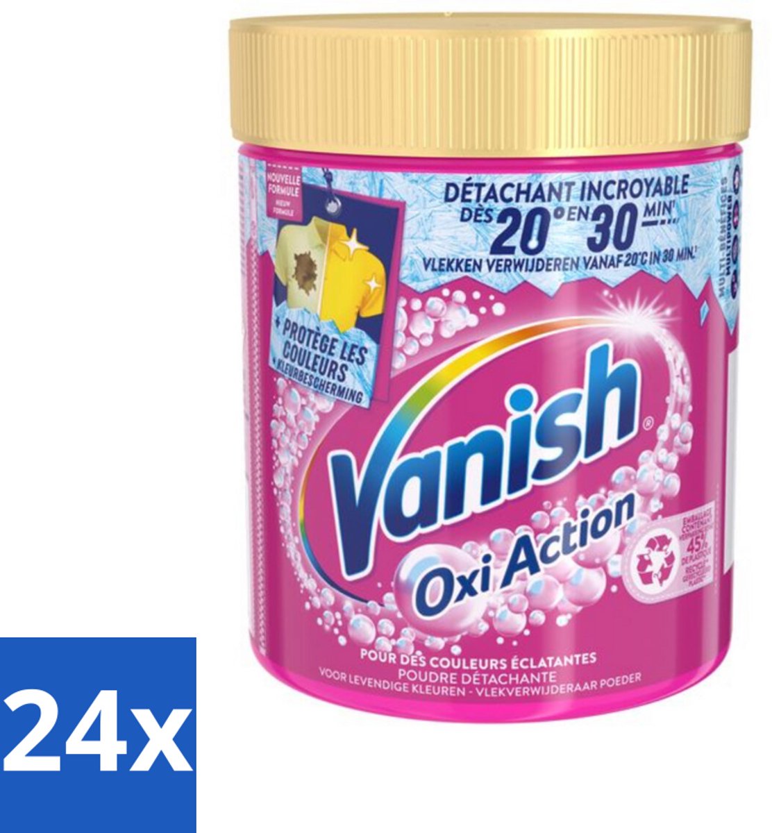 24 x Vanish - Vlekverwijderaar - Oxi Action Wasbooster Poeder - Voor Gekleurde Was - 470 g - Vlekkenverwijderaar - Wasbooster - Gekleurde Was - Vlekken Verwijderen - Wasmiddel